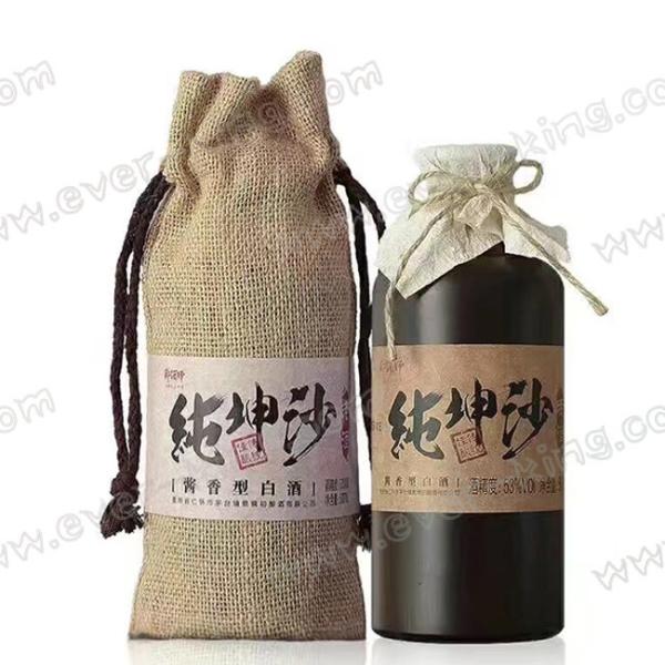 SGS Drawstring Cotton Cloth Wine Gift Bags For Liquor