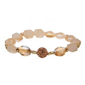 Quality Light Champagne Hexagon Crystal Beads Bracelets With Champagne Shambhala Ball for sale
