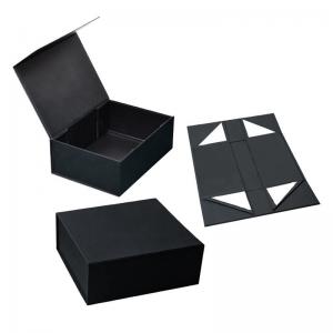 China Custom Black Cardboard Foldable Boxes With Lids Magnetic Folding Box Packaging Supplier on sale