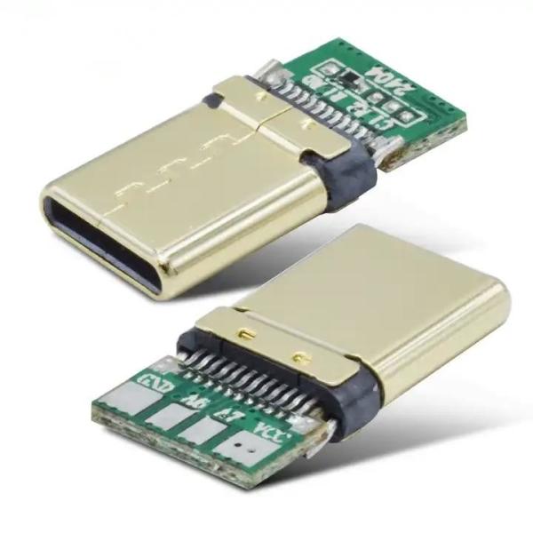 Buy TYpe C 16Pin Golden Plated USB C Male Connector Solder Wired With Data+Charging Function at wholesale prices