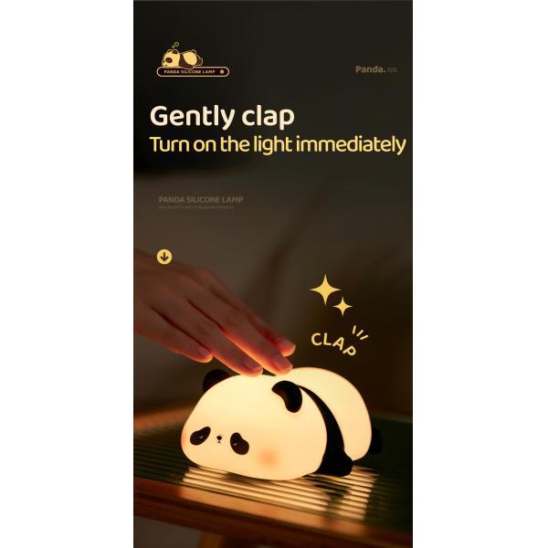 Silicone Panda Lamp 1200mah Sensitive Tap Control Warm White Breathing Light Portable LED USB Rechargeable Night Light