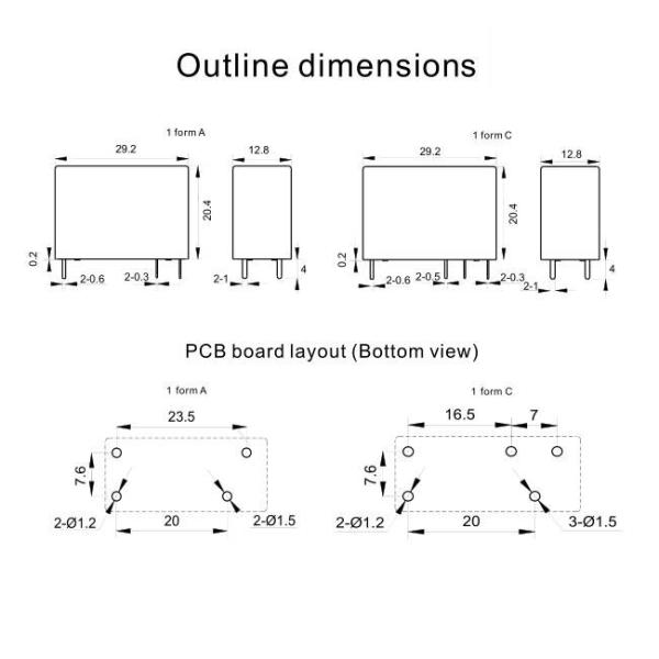 10 Amp 12V SPST Relay 0.54W PCB Mount Dielectric Withstand 5KV For Electric Cooker