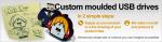 Customized USB Flash Drive for Any Shape and Unique Design, FREE Desgin for