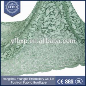 Quality Green 100 Polyester Cord lace materials african cupion lace fabric african cord lace for sale