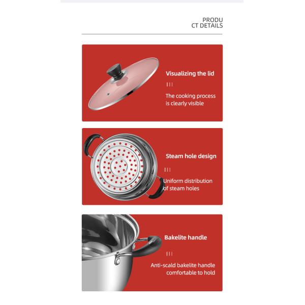 Hot Selling Kitchen Silver Cooking Soup Pot 304 Stainless Steel Steamer Pot Induction Stock Pot With Glass Lid