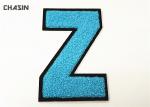 Green Alphabet Chenille Embroidery Patches For Varsity Jackets