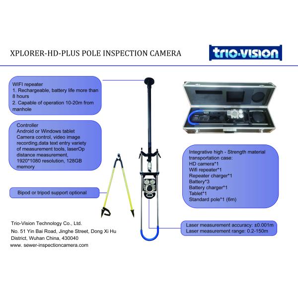 High Definition Wireless Pipeline Quick Inspection Pole Camera Quickview 100-1500mm