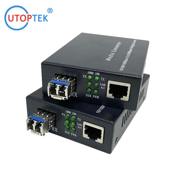 Premium 10/100/1000m SFP to RJ45 Port Fast Gigabit Ethernet Fiber Optic Media Converter