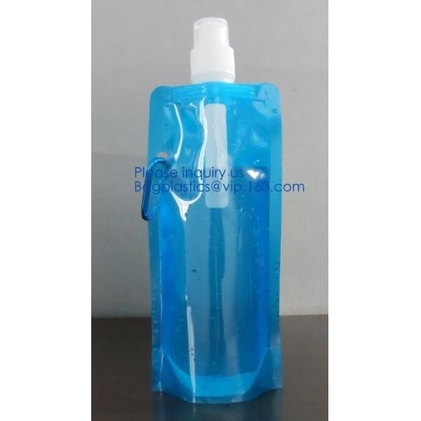 Promotional Customized Foldable Plastic Water Bottle Bag,Fashion bpa free bottle foldable water bag 480ml bagease pack