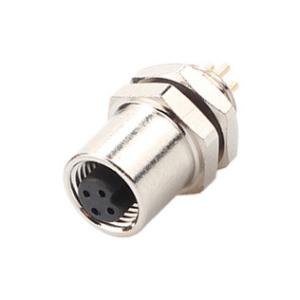 M5 Code-A Female Connector 4Pin Panel Flange PCB Socket IP67 Circular Interface Type A