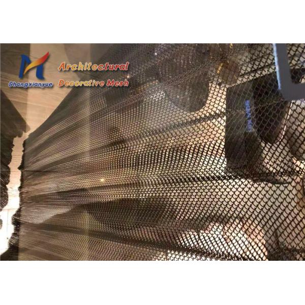 Black Misty Metal Coil Drapery Architectural Decorative Folding Curtains Aluminium