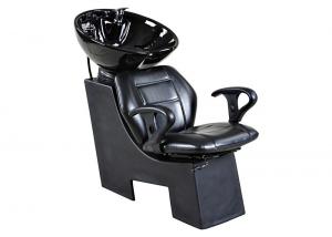 China Black Fiberglass Hair Salon Shampoo Chairs With Stainless Steel Tap And  Drain on sale