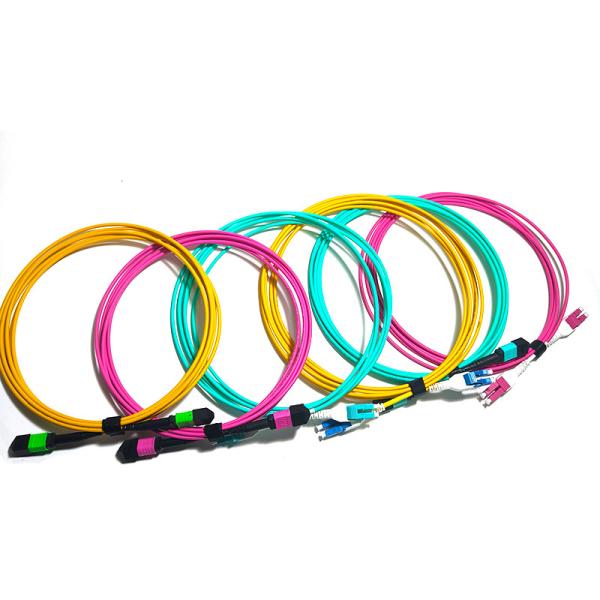 50/125 MTP MPO Fiber Optic Patch Cord OM3/OM4 8/12/24F G657A1 12C 24C For Telecom