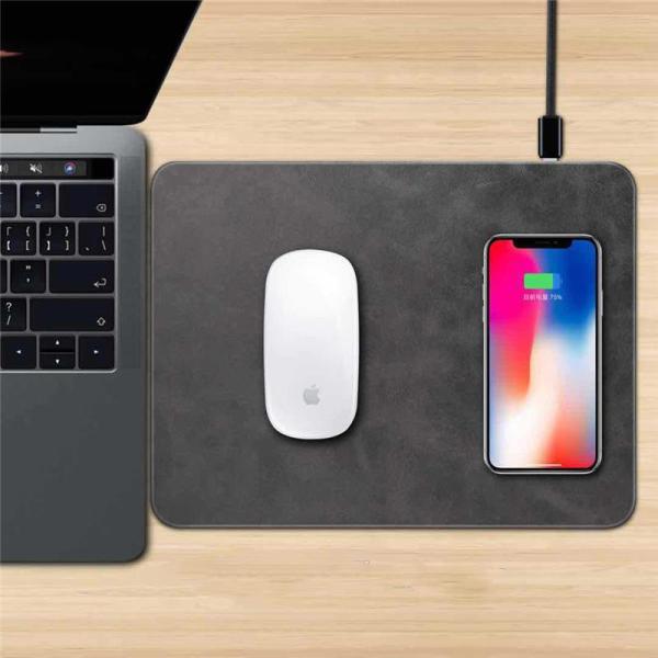 2018 New product pu fast charging wireless charger mouse pad universal qi wireless charger for iphone X