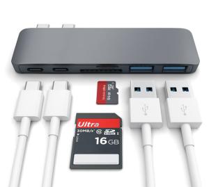 Quality Aluminum USB 3.1 Type C Hub Adapter 4K Thunderbolt 3 USB C Hub With TF SD Reader Slot PD for sale