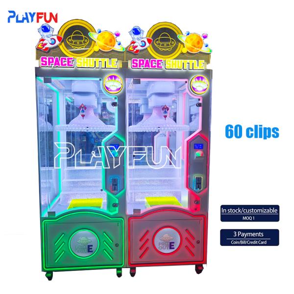 Playfun Coin Operated Indoor Amusement Arcade Wheel Lucky Clip Prize Vending Machine Lucky Clips with 60 Clips