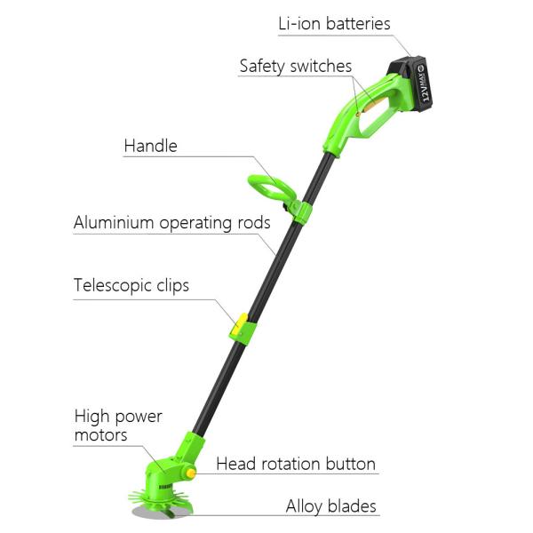 12V Electric Cordless String Trimmer Edger Stringless With Telescopic Handle