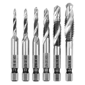 Quality Combination Drill and Tap Bit Set - Deburr Countersink Drill Bit, HSS 4241 with 1/4” Hex Shank, 1/8”- 3/8”, 6pcs for sale
