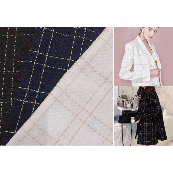 Herringbone Check Polyester Worsted Tweed Wool Fabric 150cm Width