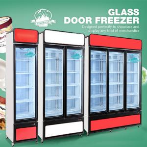 China Upright Commercial 2 Glass Door Refrigerator Freezer Showcase For Supermarket Chain Store on sale