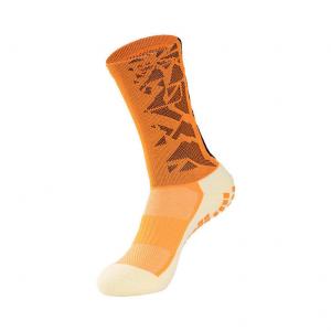 China Gender-Neutral Long Crew Anti Slip Socks for Running and Football in Orange on sale