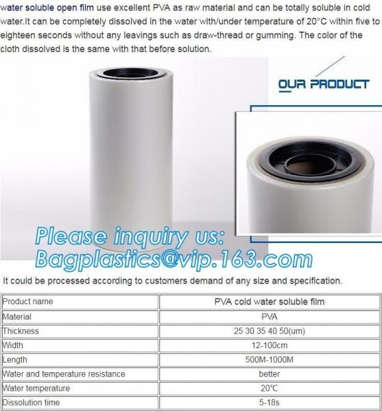 hot and cold water dissolving paper 40gsm PVA water soluble film, PVA cold water soluble film/PVA film, easy to peel,str