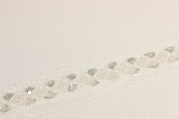 Buy Delicate Fanlike Sequin Lace Trim 60mm Width Bugles Equipped at wholesale prices