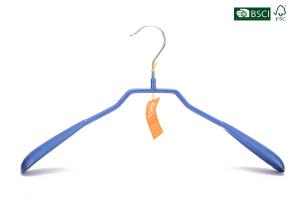 Betterall Durable Widen Shoulder Blue Color Coated Steel PVC Metal Coat Hanger
