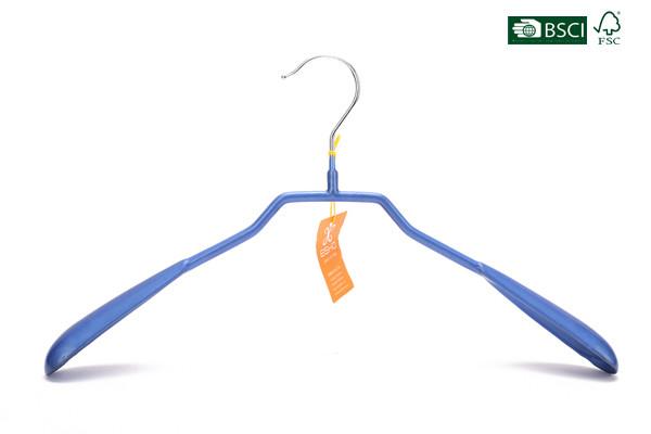 Buy Betterall Durable Widen Shoulder Blue Color Coated Steel PVC Metal Coat Hanger at wholesale prices