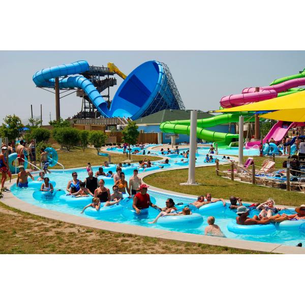 Commercial Fiberglass Water Park Slide with 60 x 38.5 m Working Area and 600m³/h Water Flow for 4 People Play Together