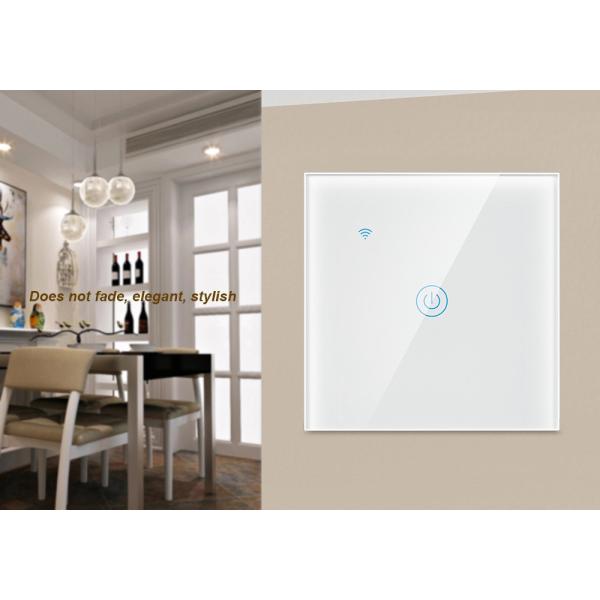 White 10A Wifi Wall Touch Switch 1 Gang Smart Light Switch With Remote Control