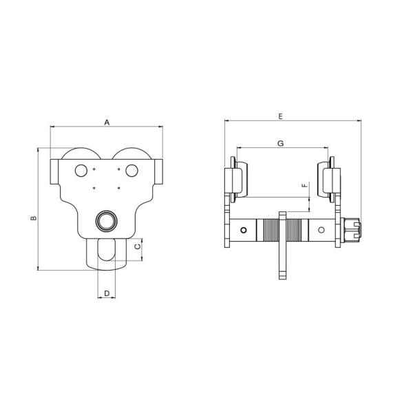 JTGT-E Geared Trolley for Equal Force Distribution and Small Package Size in Construction Sites and Machine Rooms