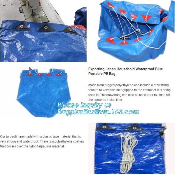 STRONG SEWING EXPORTING JAPAN DURABLE BLUE PE BAGS, HOUSEHOLD WATERPROOF PORTABLE PE BAGS, TARPAULIN BAGS, SACKS, PACK