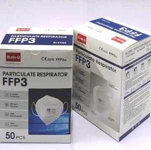 Quality CE0370 Earloop FFP3 Face Mask Without Head Band , FFP3 Protective Mask With Embossing Print, FFP3 Mask With No Valve for sale