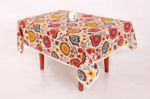 Sun Flower Pattern Custom Printed Tablecloths With Elegant Lace Trim