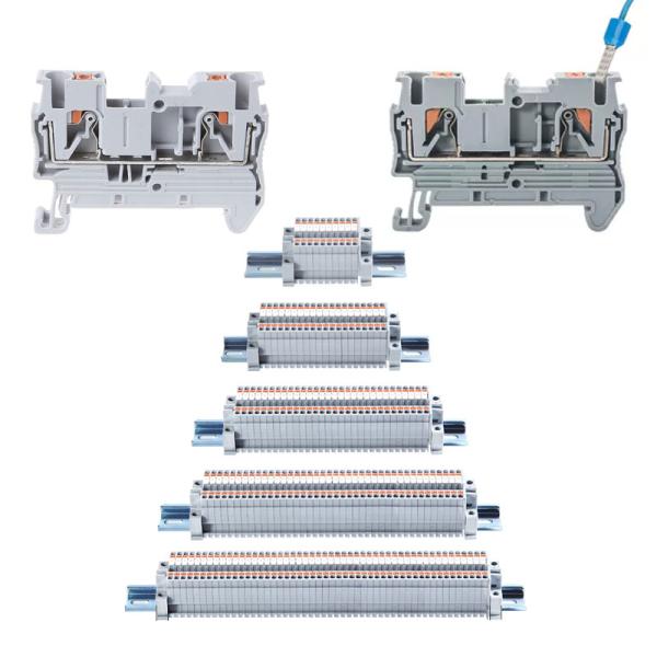 Buy Din Rail Mounted Terminal Blocks Modular Set Screwless Spring Crimping PT 2.5 mm² Plug-in Connectors at wholesale prices