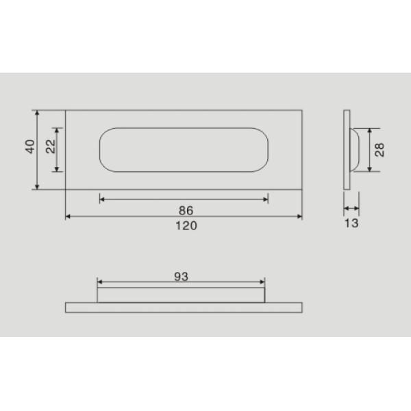 Invisible Rectangular SS304 Bypass Door Finger Pulls