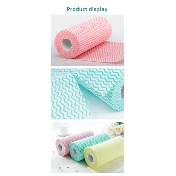 Perforated Wavy Pattern Spunlace Non Woven Fabric For Kitchen Rag Rolls