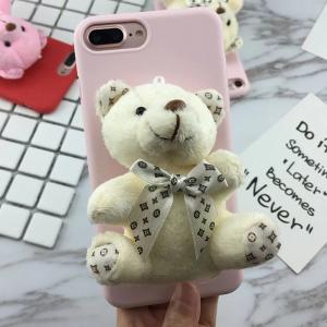 China Soft TPU 3D Cartoon Bear Doll Stand Back Cover Cell Phone Case For iPhone 7 6s Plus on sale