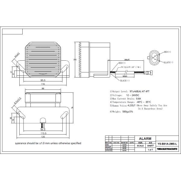 12~24V 97dB Squawker Reverse Alarm Truck Warning Reversing Alarm Buzzer