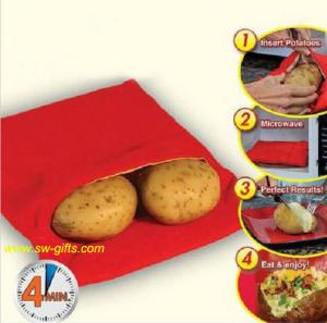 Quality NEW Red Washable Cooker Bag Baked Potato Microwave Cooking Potato Quick Fast cooks 4 potat for sale