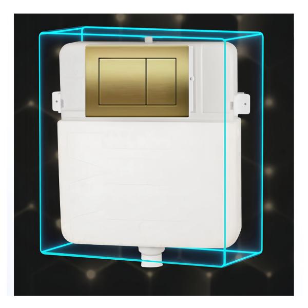 Bathroom Gold Color Smart Toilet with Upper Cistern and Customizable Colored Water Tank