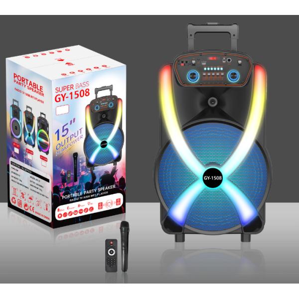 15-Inch Bass Speakers And Horn Tweeter Outdoor Bluetooth Wireless Speakers （JBL Style Speakers）With Two Microphones And Lights The Perfect Addition To Your Outdoor Celebrations