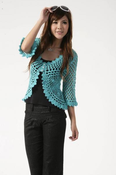 Crochet Sweaters, Women Fashion All-match Contrast Color Knitted Tricot Summer O-Neck Pullover Blouse Tops