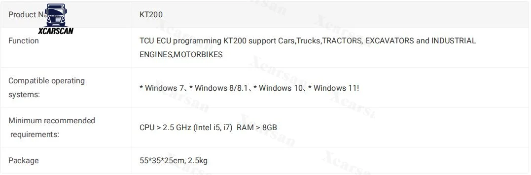 KT200 II ECU Programmer with OBD BDM JTAG Support for Car Truck Tractor