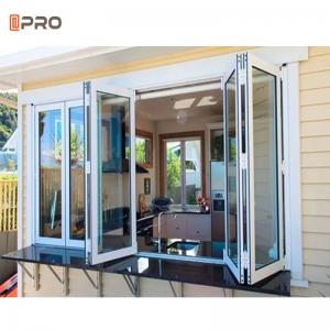 Quality Soundproof Aluminium Bifold Glass Window Screens Bifold Aluminum Doors for sale