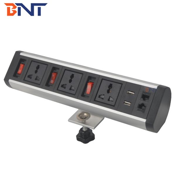 Office clamp on table dual usb charger desk table clip clamp socket for office furniture