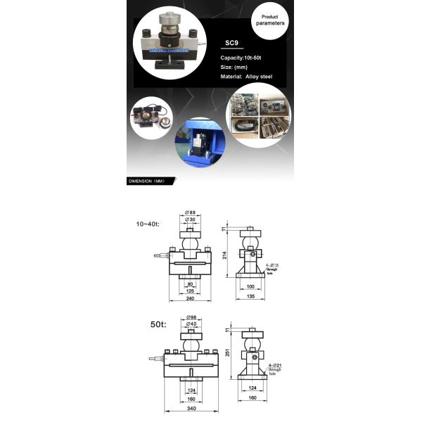 Output mV/V Bridge Pressure Sensors 10000Kg Load Cells For Truck Scales 80 Tons Manufacturers