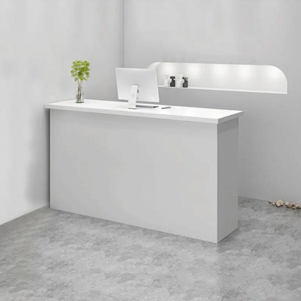 Small Nail Salon Front Desk White Wooden 1000Hmm Reception Counter Table