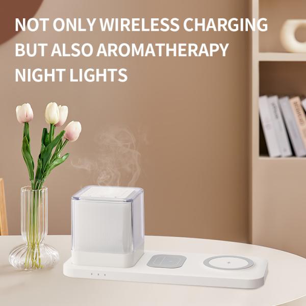 Desktop LED Night Light Wireless Charging Aromatherapy Light 3 In 1